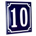 Emaljskylt 10 blå - vit 10 x 10 cm modell 11-4