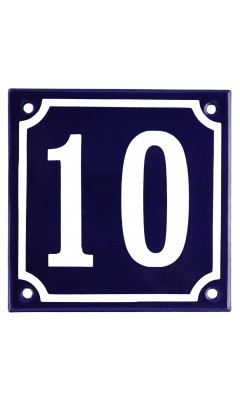 Emaljskylt 10 blå - vit 10 x 10 cm modell 11-4 Emaljskylt 10 blå - vit 10 x 10 cm modell 11-4