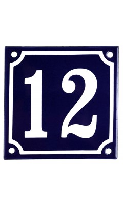 Emaljskylt 12 blå - vit 10 x 10 cm modell 11-4 Emaljskylt 12 blå - vit 10 x 10 cm modell 11-4