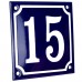 Emaljskylt 15 blå - vit 10 x 10 cm modell 11-4