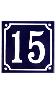 Emaljskylt 15 blå - vit 10 x 10 cm modell 11-4 Emaljskylt 15 blå - vit 10 x 10 cm modell 11-4