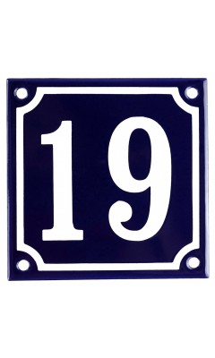 Emaljskylt 19 blå - vit 10 x 10 cm modell 11-4 Emaljskylt 19 blå - vit 10 x 10 cm modell 11-4