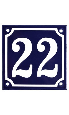 Emaljskylt 22 blå - vit 10 x 10 cm modell 11-4 Emaljskylt 22 blå - vit 10 x 10 cm modell 11-4