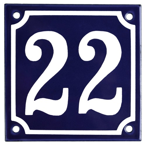 Emaljskylt 22 blå - vit 10 x 10 cm modell 11-4