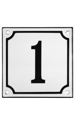 Emaljskylt 1 vit - svart 10 x 10 cm modell 10-4 Emaljskylt 1 vit - svart 10 x 10 cm modell 10-4