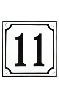 Emaljskylt 11 vit - svart 10 x 10 cm modell 10-4 Emaljskylt 11 vit - svart 10 x 10 cm modell 10-4