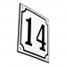 Emaljskylt 14 vit - svart 10 x 10 cm modell 10-4