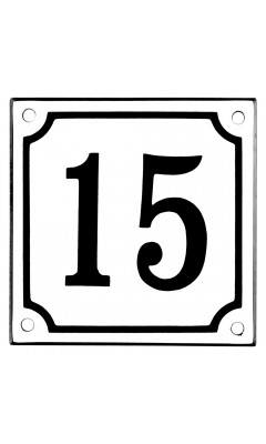 Emaljskylt 15 vit - svart 10 x 10 cm modell 10-4 Emaljskylt 15 vit - svart 10 x 10 cm modell 10-4