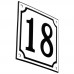 Emaljskylt 18 vit - svart 10 x 10 cm modell 10-4
