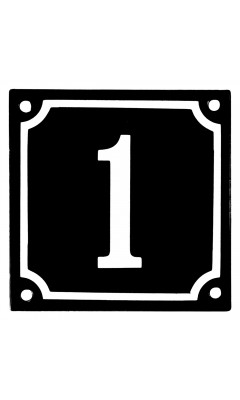 Emaljskylt 1 svart - vit 10 x 10 cm modell 12-4 Emaljskylt 1 svart - vit 10 x 10 cm modell 12-4