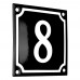 Emaljskylt 8 svart - vit 10 x 10 cm modell 12-4