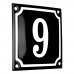 Emaljskylt 9 svart - vit 10 x 10 cm modell 12-4