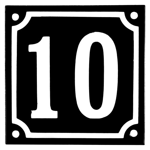 Emaljskylt 10 svart - vit 10 x 10 cm modell 12-4