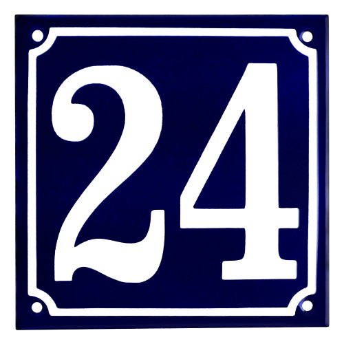 Emaljskylt 24 blå - vit 15 x 15 cm modell 11-4