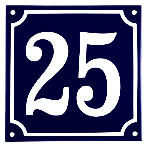 Emaljskylt 25 blå - vit 15 x 15 cm modell 11-4
