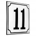 Emaljskylt 11 vit - svart 15 x 15 cm modell 10-4