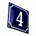 Emaljskylt 4 blå - vit 14 x 12 cm modell 11-4