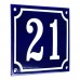 Emaljskylt 21 blå - vit 14 x 12 cm modell 11-4