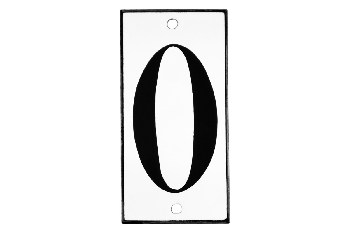 Emaljskylt 0 vit - svart 5 x 10 cm modell 13-4 Emaljskylt 0 vit - svart 5 x 10 cm modell 13-4