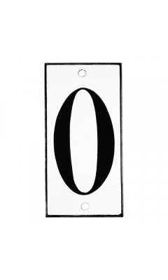 Emaljskylt 0 vit - svart 5 x 10 cm modell 13-4 Emaljskylt 0 vit - svart 5 x 10 cm modell 13-4
