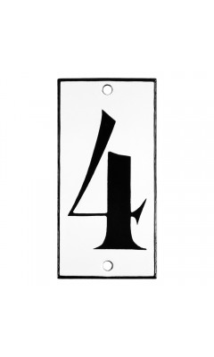 Emaljskylt 4 vit - svart 5 x 10 cm modell 13-4 Emaljskylt 4 vit - svart 5 x 10 cm modell 13-4