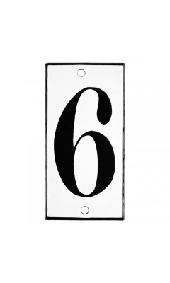 Emaljskylt 6 vit - svart 5 x 10 cm modell 13-4 Emaljskylt 6 vit - svart 5 x 10 cm modell 13-4