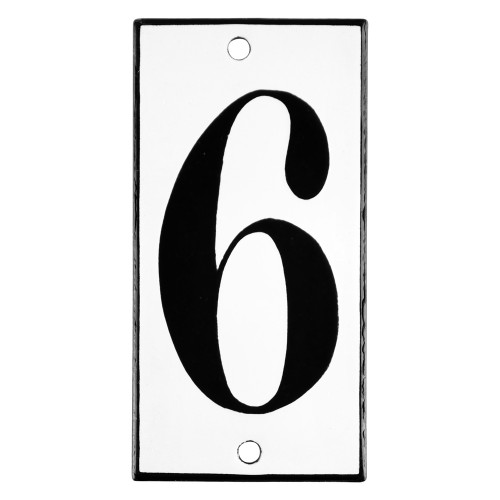 Emaljskylt 6 vit - svart 5 x 10 cm modell 13-4 Emaljskylt 6 vit - svart 5 x 10 cm modell 13-4