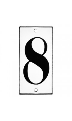 Emaljskylt 8 vit - svart 5 x 10 cm modell 13-4 Emaljskylt 8 vit - svart 5 x 10 cm modell 13-4