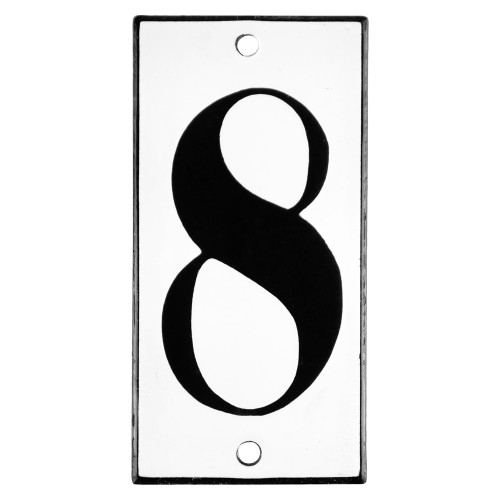 Emaljskylt 8 vit - svart 5 x 10 cm modell 13-4 Emaljskylt 8 vit - svart 5 x 10 cm modell 13-4