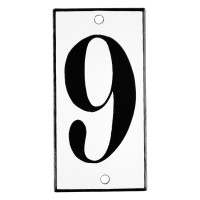 Emaljskylt 9 vit - svart 5 x 10 cm modell 13-4 Emaljskylt 9 vit - svart 5 x 10 cm modell 13-4