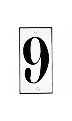 Emaljskylt 9 vit - svart 5 x 10 cm modell 13-4 Emaljskylt 9 vit - svart 5 x 10 cm modell 13-4