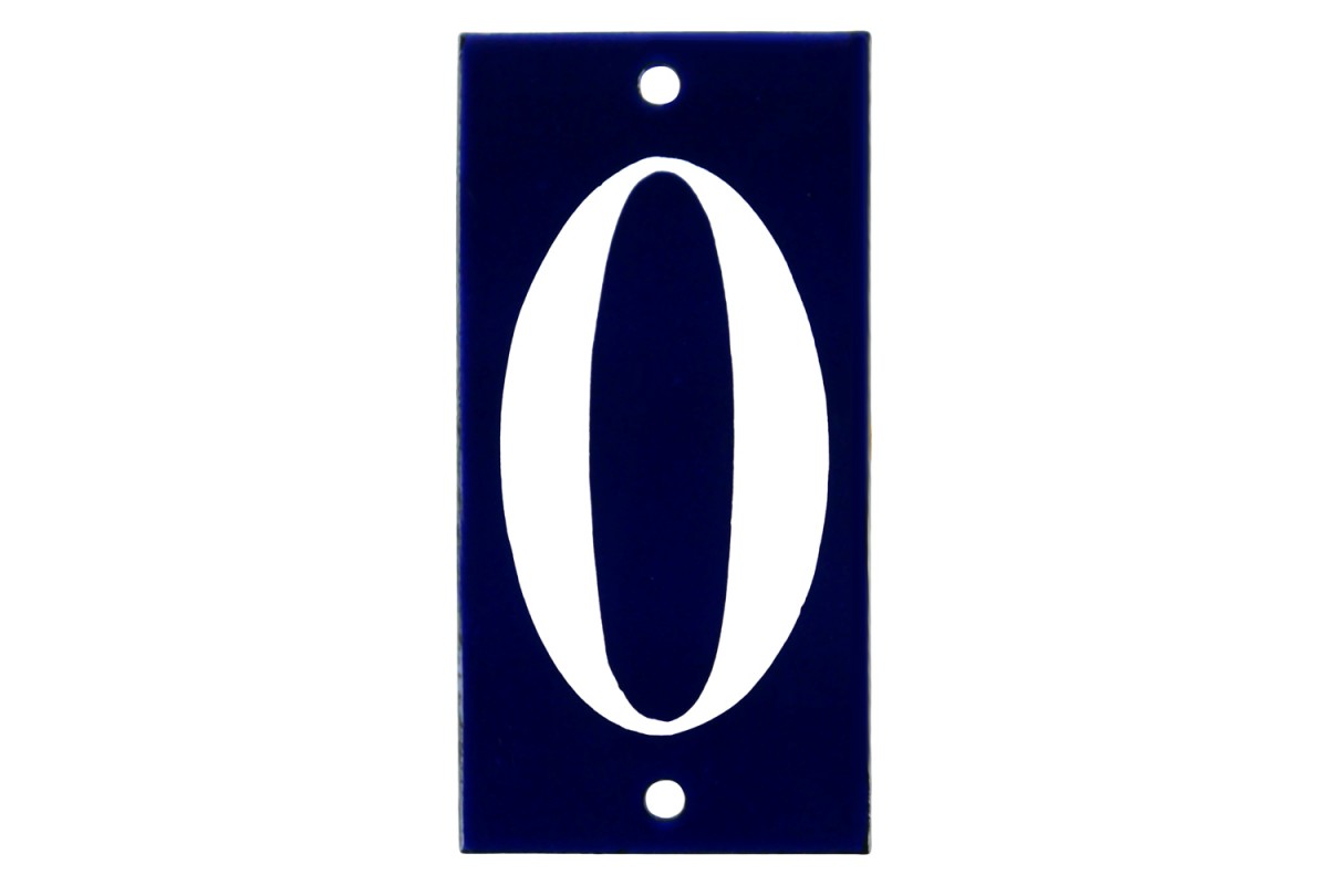 Emaljskylt 0 blå - vit 5 x 10 cm modell 14-4 Emaljskylt 0 blå - vit 5 x 10 cm modell 14-4