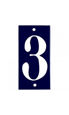 Emaljskylt 3 blå - vit 5 x 10 cm modell 14-4 Emaljskylt 3 blå - vit 5 x 10 cm modell 14-4
