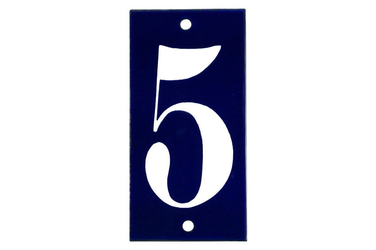 Emaljskylt 5 blå - vit 5 x 10 cm modell 14-4 Emaljskylt 5 blå - vit 5 x 10 cm modell 14-4