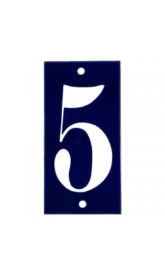 Emaljskylt 5 blå - vit 5 x 10 cm modell 14-4 Emaljskylt 5 blå - vit 5 x 10 cm modell 14-4