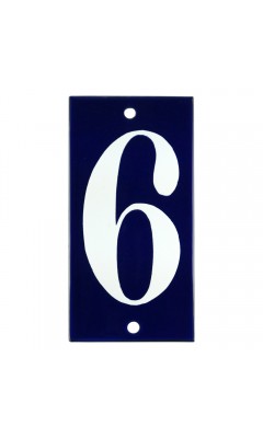 Emaljskylt 6 blå - vit 5 x 10 cm modell 14-4 Emaljskylt 6 blå - vit 5 x 10 cm modell 14-4