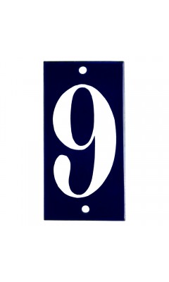 Emaljskylt 9 blå - vit 5 x 10 cm modell 14-4 Emaljskylt 9 blå - vit 5 x 10 cm modell 14-4