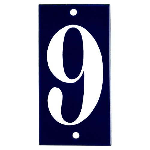 Emaljskylt 9 blå - vit 5 x 10 cm modell 14-4 Emaljskylt 9 blå - vit 5 x 10 cm modell 14-4