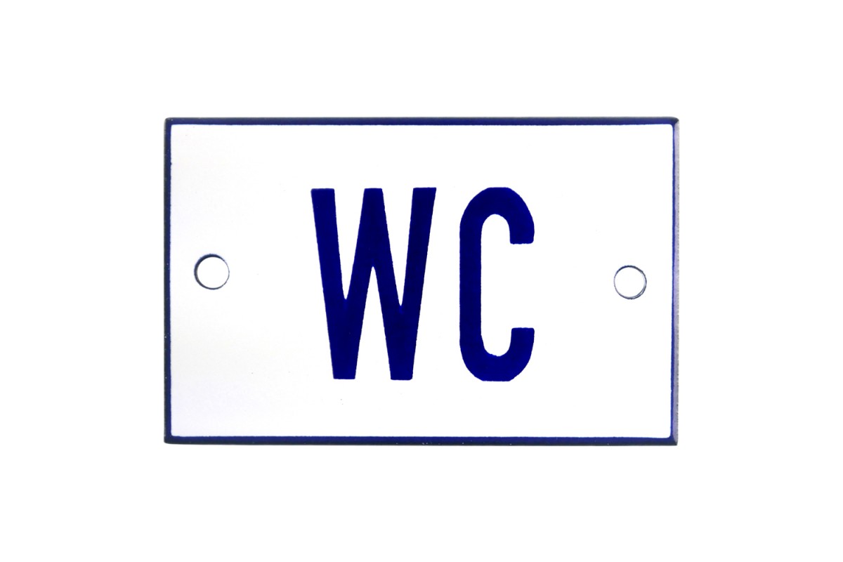 Emaljskylt WC vit - blå 8 x 5 cm modell 1-4 Emaljskylt WC vit - blå 8 x 5 cm modell 1-4