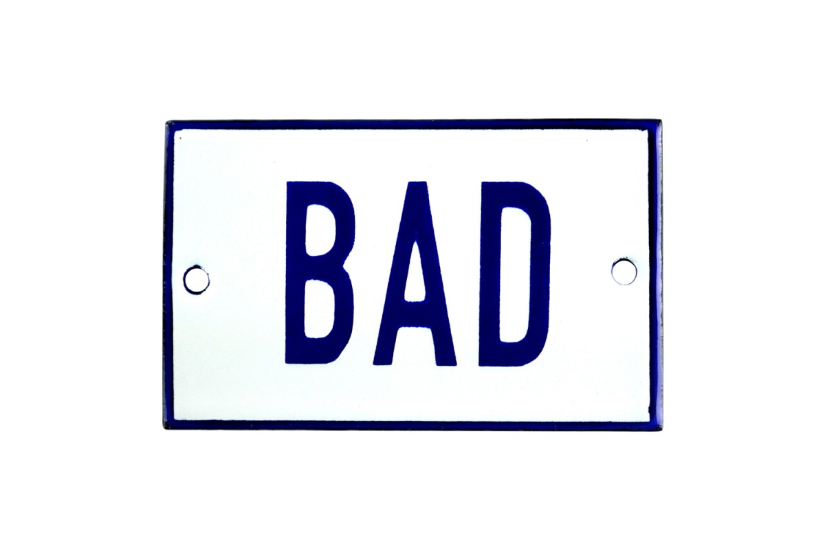 Emaljskylt BAD vit - blå 8 x 5 cm modell 1-4 Emaljskylt BAD vit - blå 8 x 5 cm modell 1-4