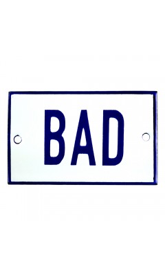 Emaljskylt BAD vit - blå 8 x 5 cm modell 1-4 Emaljskylt BAD vit - blå 8 x 5 cm modell 1-4