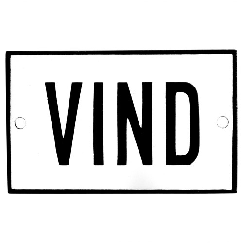 Emaljskylt VIND vit - svart 8 x 5 cm modell 2-4