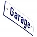 Emaljskylt Garage vit - blå 12 x 5 cm modell 1-4