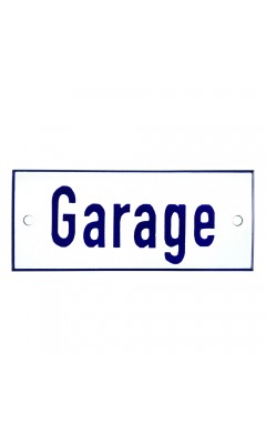 Emaljskylt Garage vit - blå 12 x 5 cm modell 1-4 Emaljskylt Garage vit - blå 12 x 5 cm modell 1-4