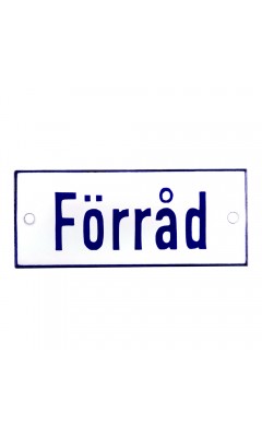 Emaljskylt Förråd vit - blå 12 x 5 cm modell 1-4 Emaljskylt Förråd vit - blå 12 x 5 cm modell 1-4