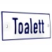 Emaljskylt Toalett vit - blå 12 x 5 cm modell 1-4
