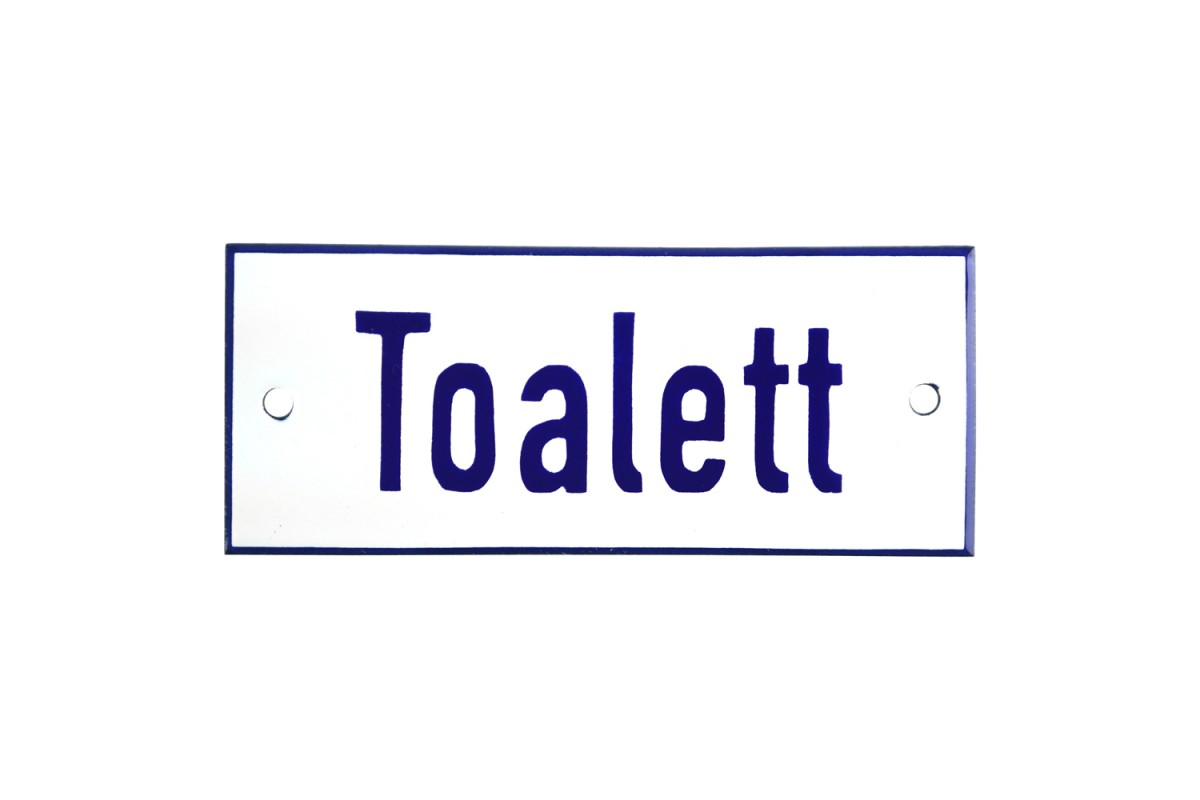 Emaljskylt Toalett vit - blå 12 x 5 cm modell 1-4 Emaljskylt Toalett vit - blå 12 x 5 cm modell 1-4