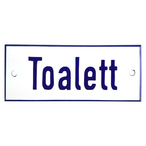 Emaljskylt Toalett vit - blå 12 x 5 cm modell 1-4