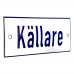 Emaljskylt Källare vit - blå 12 x 5 cm modell 1-4