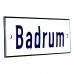 Emaljskylt Badrum vit - blå 12 x 5 cm modell 1-4